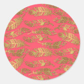 可愛いトレンディーフェイク金ゴールドグリッターの部族羽 ラウンドシール (正面)