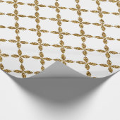 可愛いトレンディーフローラフェイク金ゴールドグリッターパターン ラッピングペーパー (角)