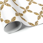 可愛いトレンディーフローラフェイク金ゴールドグリッターパターン ラッピングペーパー (ロールコーナー)