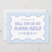 可愛いトレンディーブルーパーソナライズされたフラワーガール提案 カード (正面)