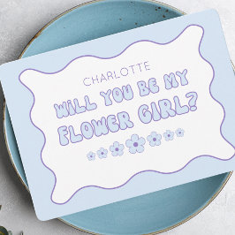 可愛いトレンディーブルーパーソナライズされたフラワーガール提案 カード