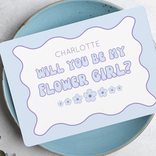 可愛いトレンディーブルーパーソナライズされたフラワーガール提案 カード