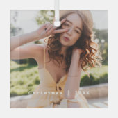 可愛いトレンディーホリデーフォトタイプライターキープサケ ガラスオーナメント (正面)