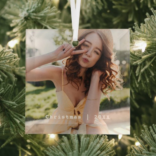 可愛いトレンディーホリデーフォトタイプライターキープサケ ガラスオーナメント (インサイチュ)