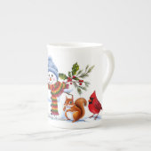 可愛いトレンディーモダンおもしろいクリスマス ボーンチャイナマグカップ (正面右)