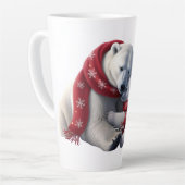 可愛いトレンディーモダンメおもしろいリークリスマス カフェラテマグ (左アングル)