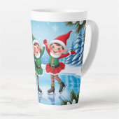 可愛いトレンディーモダンメおもしろいリークリスマス カフェラテマグ (右アングル)