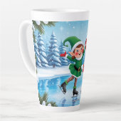 可愛いトレンディーモダンメおもしろいリークリスマス カフェラテマグ (左アングル)