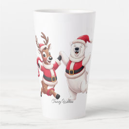 可愛いトレンディーモダンメおもしろいリークリスマス カフェラテマグ