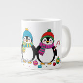 可愛いトレンディーモダンメおもしろいリークリスマス ジャンボコーヒーマグカップ (正面右)