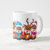 可愛いトレンディーモダンメおもしろいリークリスマス ジャンボコーヒーマグカップ (正面右)
