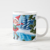 可愛いトレンディーモダンメおもしろいリークリスマス ジャンボコーヒーマグカップ (右)