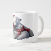 可愛いトレンディーモダンメおもしろいリークリスマス ジャンボコーヒーマグカップ (正面右)