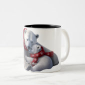 可愛いトレンディーモダンメおもしろいリークリスマス ツートーンマグカップ (正面右)