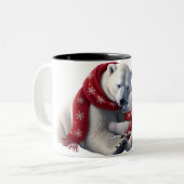 可愛いトレンディーモダンメおもしろいリークリスマス ツートーンマグカップ (正面左)