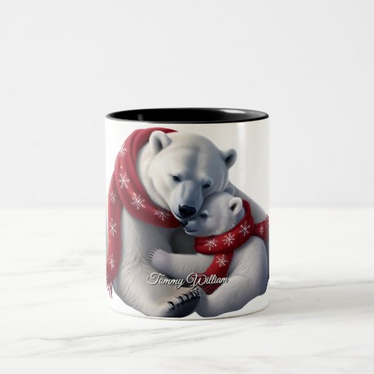 可愛いトレンディーモダンメおもしろいリークリスマス ツートーンマグカップ (中央)