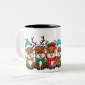 可愛いトレンディーモダンメおもしろいリークリスマス ツートーンマグカップ (正面左)