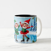 可愛いトレンディーモダンメおもしろいリークリスマス ツートーンマグカップ (正面右)