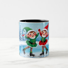 可愛いトレンディーモダンメおもしろいリークリスマス ツートーンマグカップ