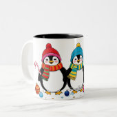 可愛いトレンディーモダンメおもしろいリークリスマス ツートーンマグカップ (正面左)