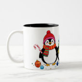 可愛いトレンディーモダンメおもしろいリークリスマス ツートーンマグカップ (左)