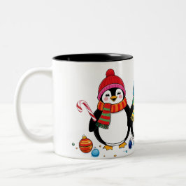 可愛いトレンディーモダンメおもしろいリークリスマス ツートーンマグカップ