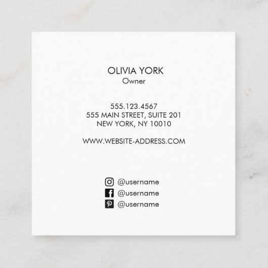 可愛いトレンディー三眼パターン スクエア名刺 (裏面)