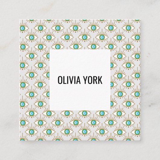 可愛いトレンディー三眼パターン スクエア名刺 (正面)