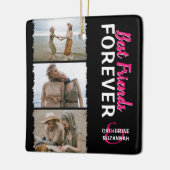 可愛いトレンディー最高の「Friends Forever」 3 Photo & Names セラミックオーナメント (左)