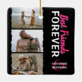 可愛いトレンディー最高の「Friends Forever」 3 Photo & Names セラミックオーナメント (裏面)