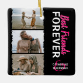 可愛いトレンディー最高の「Friends Forever」 3 Photo & Names セラミックオーナメント (正面)