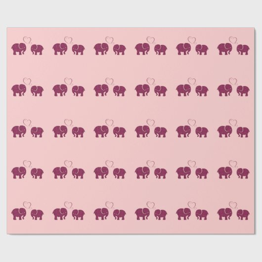 可愛いトレンディー象の恋パーソナライズされた姿 ラッピングペーパー (フラット)