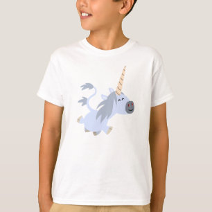 可愛いトロッティング漫画ユニコーン子供Tシャツ Tシャツ
