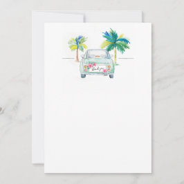 可愛いトロピカルパームツリー&カーウォーターカラーサンキュー サンキューカード