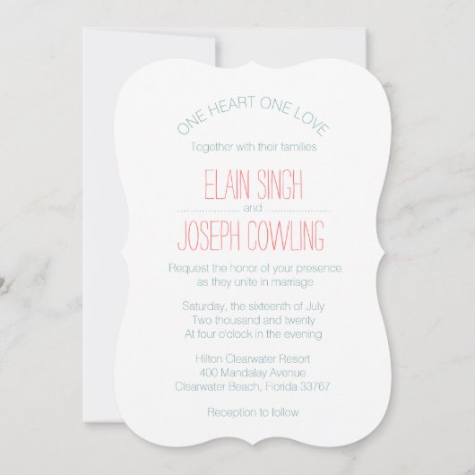 可愛いトンのラブエレファントハート結婚式の招待 招待状 (裏面)