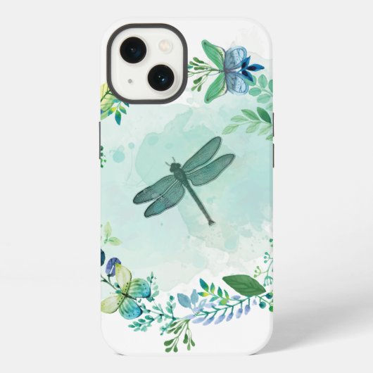 可愛いトンボと蝶の芸術 iPhoneケース (裏面)