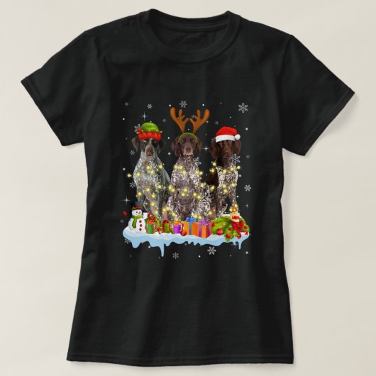 可愛いドイツの短いサンタハットクリスマスライト Tシャツ (デザイン正面)