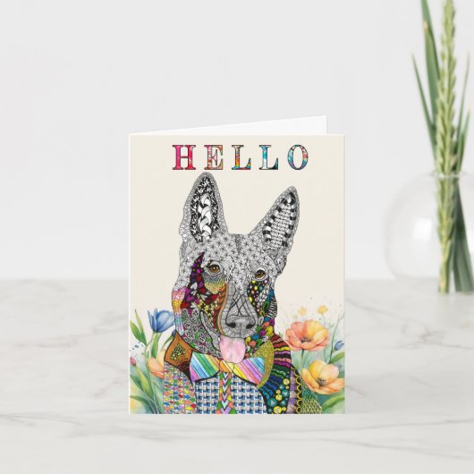 可愛いドイツカラフルの羊飼いグリーティングカード サンキューカード (正面)