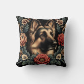 可愛いドイツ羊飼い犬ピローウィリアム・モリス クッション (正面)