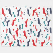 可愛いドカラフルキシードッグダックスシュント フリースブランケット (正面(横))