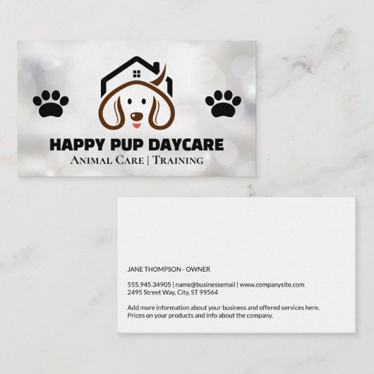 可愛いドギーとホームロゴ | ポーズ 名刺 (正面/裏面)