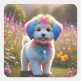 可愛いドギーステッカー。 スクエアシール