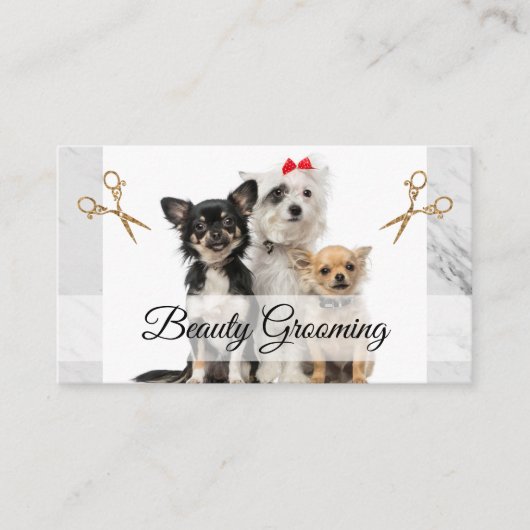 可愛いドギー グルーミングはさみ 名刺 (正面)