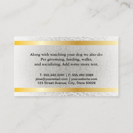 可愛いドギー・パグ | ダマスクパターン 名刺 (裏面)