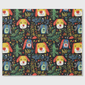 可愛いドッグのクリスマスラッピング紙 ラッピングペーパー (フラット)