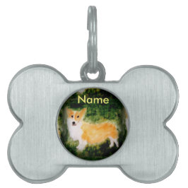 可愛いドッグアートコルギ ペットネームタグ