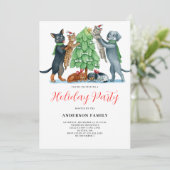 可愛いドッグキャットクリスマスホリデーパーティー 招待状 (スタンド正面)