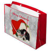 可愛いドッグキャットサンタキャップクリスマス ラージペーパーバッグ (裏面アングル)