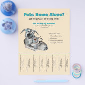 可愛いドッグキャットペットシッターとティアシート チラシ (シングル)