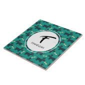 可愛いドッグパターンとフロッピーイヤー&ボーンカスタム付き タイル (側面)